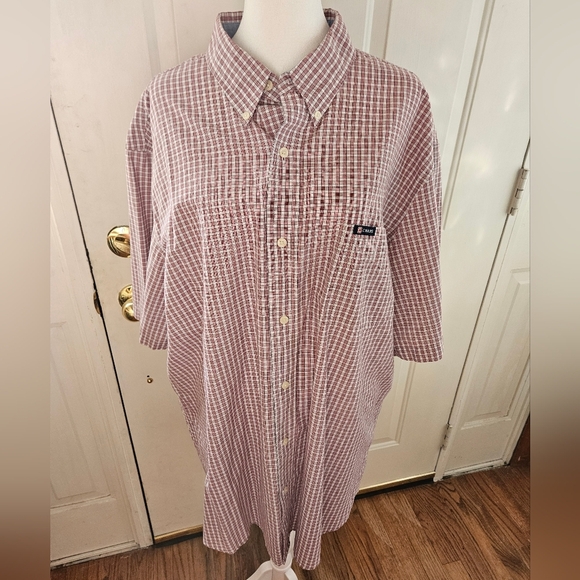 Chaps Red/white Checkered Casual Button Down Shirt - Picture 1 of 3